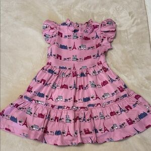 NWT Janie and Jack Pink Ruffled Dress with Parisian Print
